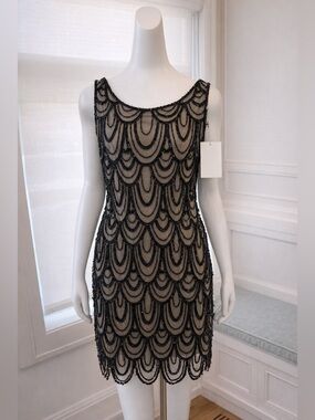 Pisarro Nights Black Beaded cocktail/evening dress.  Size 16